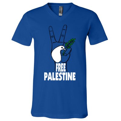 West Bank Middle East Peace Dove Olive Branch Free Palestine Cool Gift V-Neck T-Shirt