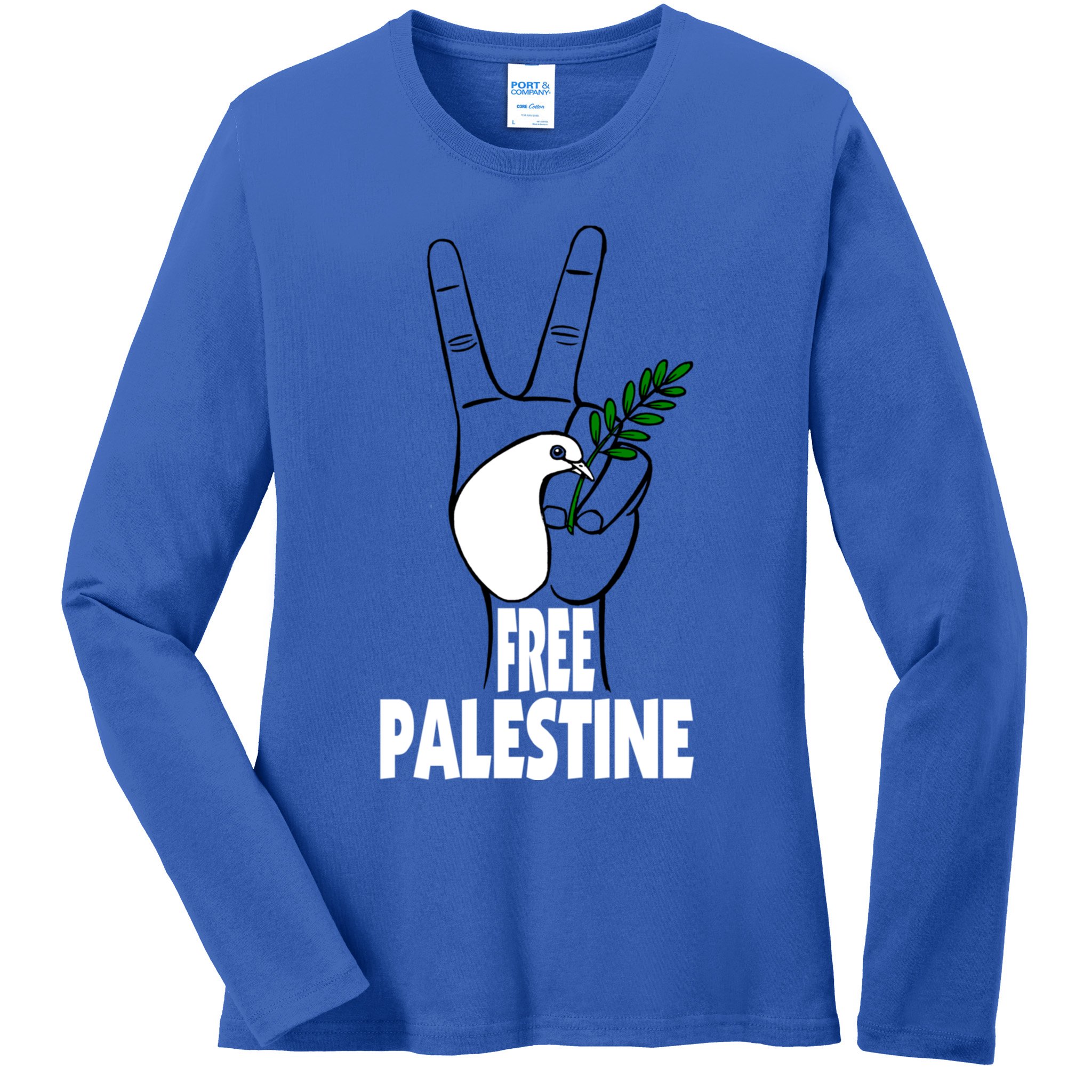 West Bank Middle East Peace Dove Olive Branch Free Palestine Cool Gift Ladies Long Sleeve Shirt