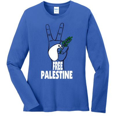 West Bank Middle East Peace Dove Olive Branch Free Palestine Cool Gift Ladies Long Sleeve Shirt