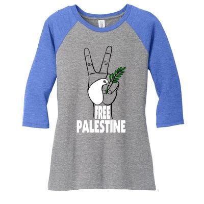 West Bank Middle East Peace Dove Olive Branch Free Palestine Cool Gift Women's Tri-Blend 3/4-Sleeve Raglan Shirt