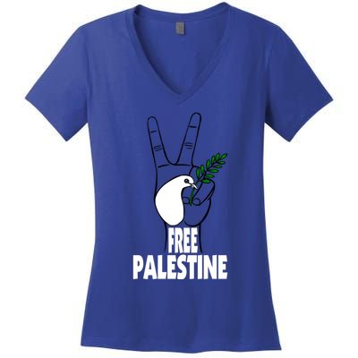 West Bank Middle East Peace Dove Olive Branch Free Palestine Cool Gift Women's V-Neck T-Shirt