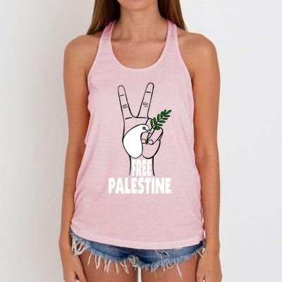 West Bank Middle East Peace Dove Olive Branch Free Palestine Cool Gift Women's Knotted Racerback Tank