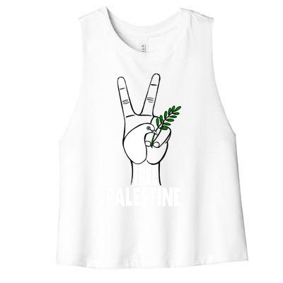 West Bank Middle East Peace Dove Olive Branch Free Palestine Cool Gift Women's Racerback Cropped Tank