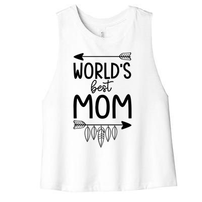 Worlds Best Mom Mama Mothers Boho Style Gift Women's Racerback Cropped Tank