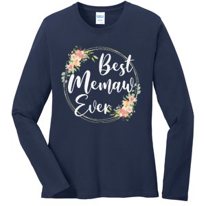 Womens Best Memaw Ever Mother's Day Memaw Gift Happy Mothers Day Ladies Long Sleeve Shirt