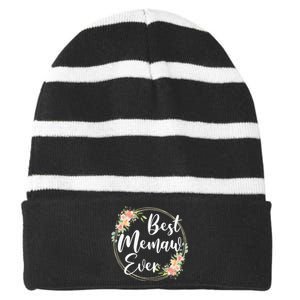 Womens Best Memaw Ever Mother's Day Memaw Gift Happy Mothers Day Striped Beanie with Solid Band