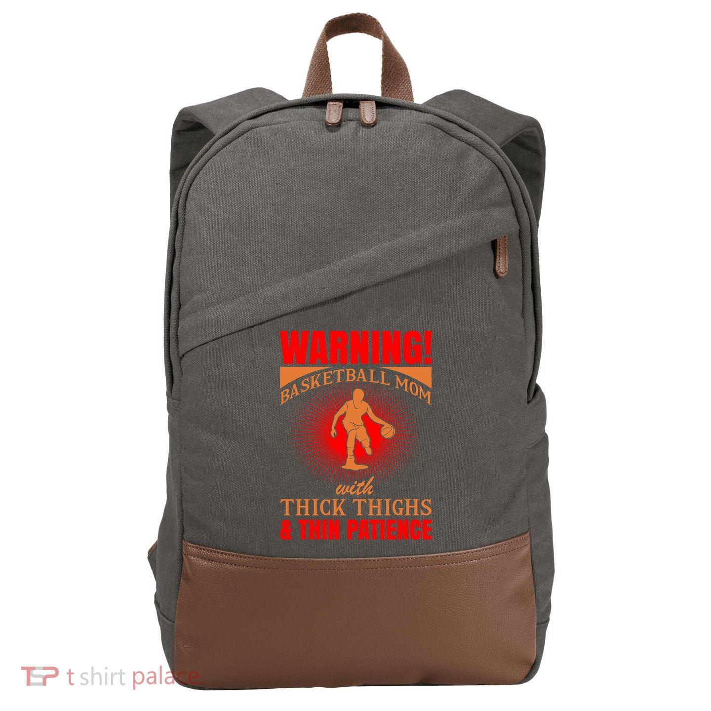 Warning Basketball Mom With Thick Thighs And Thin Patience Cotton Canvas Backpack