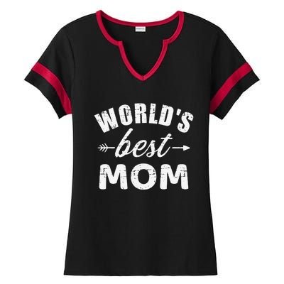 World's Best Mom Mother's Day Ladies Halftime Notch Neck Tee