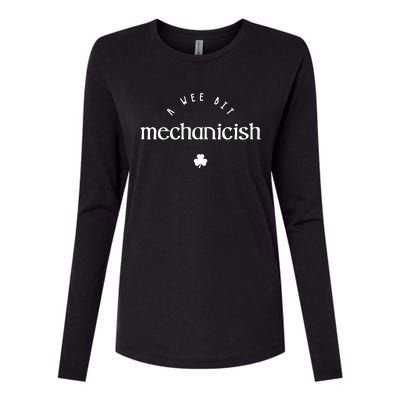 Wee Bit Mechanicish St Patricks Day Funny Mechanic Irish Gift Womens Cotton Relaxed Long Sleeve T-Shirt