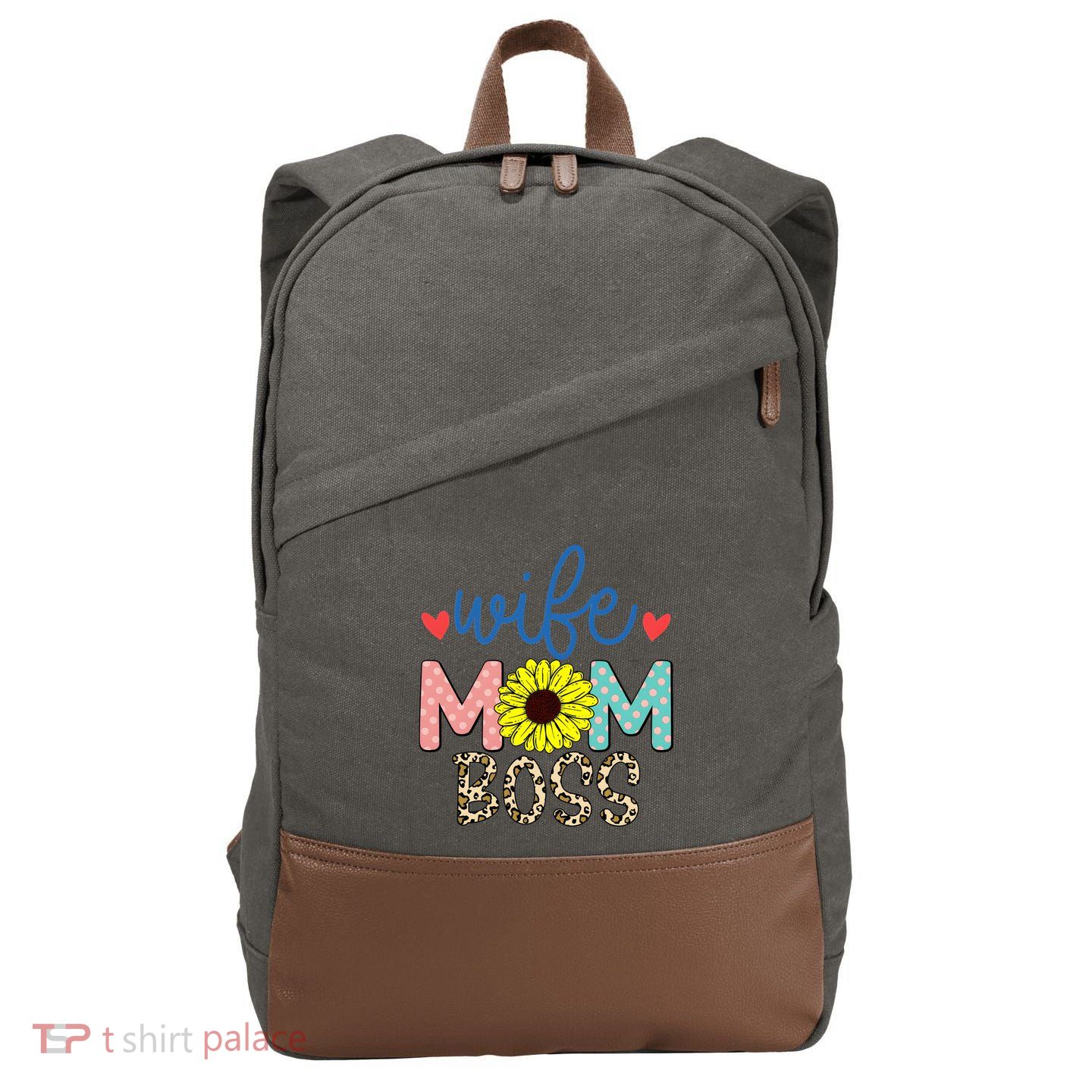Wife Boss Mom Funny Matching Family Cotton Canvas Backpack