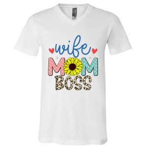 Wife Boss Mom Funny Matching Family V-Neck T-Shirt