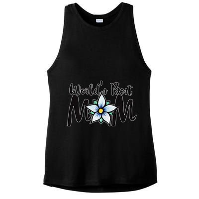 World's Best Mom Flower Ladies PosiCharge Tri-Blend Wicking Tank