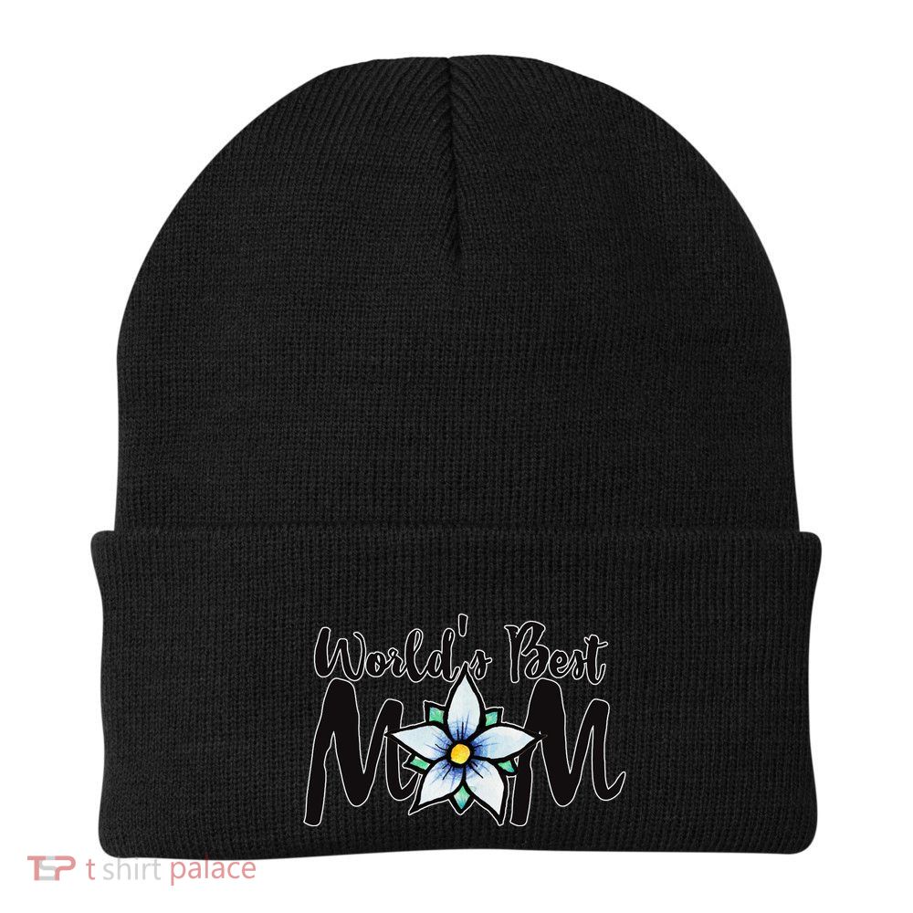 World's Best Mom Flower Beanie