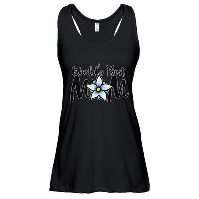 World's Best Mom Flower Ladies Essential Flowy Tank