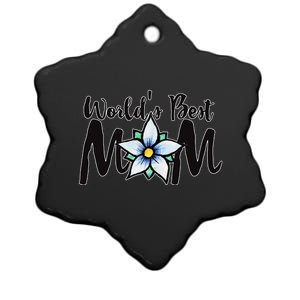 World's Best Mom Flower Ceramic Star Ornament