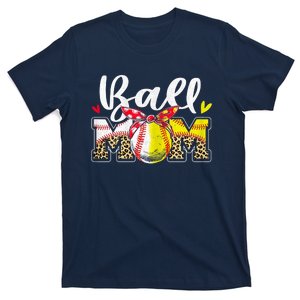 Womens Ball Mom Baseball Softball Mom Mama Women Mother's Day T-Shirt