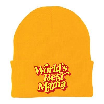 World's Best Mama! Vintage 70's / 80's Retro Font Style Gift Knit Cap Winter Beanie