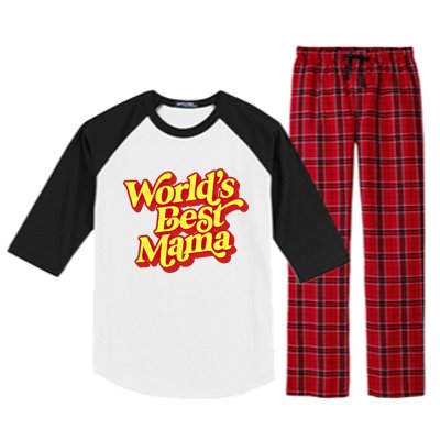 World's Best Mama! Vintage 70's / 80's Retro Font Style Gift Raglan Sleeve Pajama Set