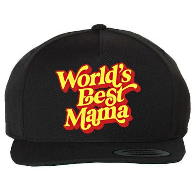 World's Best Mama! Vintage 70's / 80's Retro Font Style Gift Wool Snapback Cap