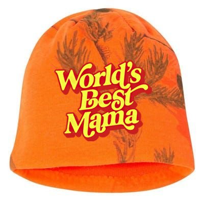 World's Best Mama! Vintage 70's / 80's Retro Font Style Gift Kati - Camo Knit Beanie