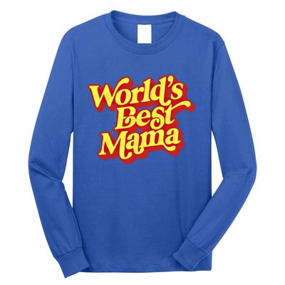 World's Best Mama! Vintage 70's / 80's Retro Font Style Gift Long Sleeve Shirt