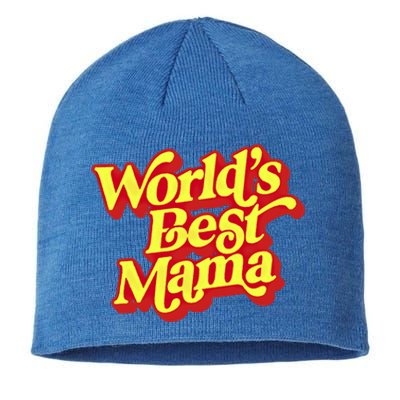 World's Best Mama! Vintage 70's / 80's Retro Font Style Gift Sustainable Beanie