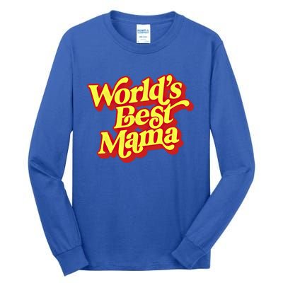 World's Best Mama! Vintage 70's / 80's Retro Font Style Gift Tall Long Sleeve T-Shirt