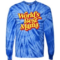 World's Best Mama! Vintage 70's / 80's Retro Font Style Gift Tie-Dye Long Sleeve Shirt