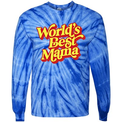 World's Best Mama! Vintage 70's / 80's Retro Font Style Gift Tie-Dye Long Sleeve Shirt