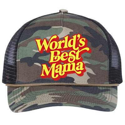 World's Best Mama! Vintage 70's / 80's Retro Font Style Gift Retro Rope Trucker Hat Cap