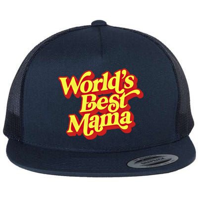 World's Best Mama! Vintage 70's / 80's Retro Font Style Gift Flat Bill Trucker Hat