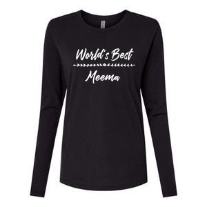 WorldS Best Meema With Floral Accent Fun Mother Gift Cute Gift Womens Cotton Relaxed Long Sleeve T-Shirt