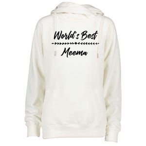 WorldS Best Meema With Floral Accent Fun Mother Gift Cute Gift Womens Funnel Neck Pullover Hood