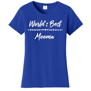 WorldS Best Meema With Floral Accent Fun Mother Gift Cute Gift Women's T-Shirt