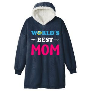 World's Best Mom Pink Heart Mama Wife Mothers Day Gift Hooded Wearable Blanket