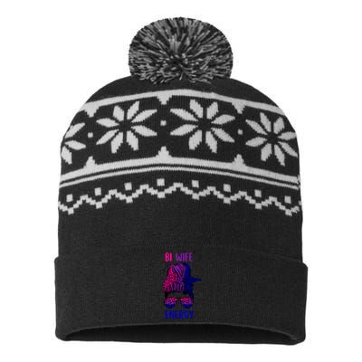 Womens Bisexual Messy Bun LGBTQ Cool Subtle Bi Pride Flag Colors USA-Made Snowflake Beanie