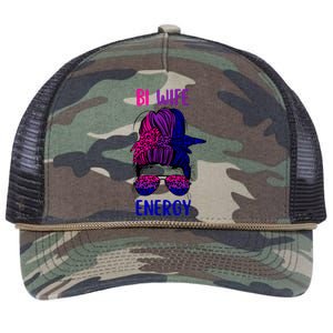 Womens Bisexual Messy Bun LGBTQ Cool Subtle Bi Pride Flag Colors Retro Rope Trucker Hat Cap