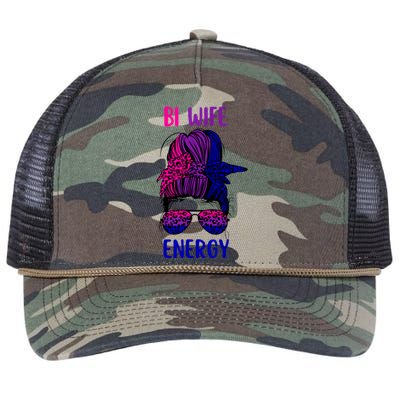 Womens Bisexual Messy Bun LGBTQ Cool Subtle Bi Pride Flag Colors Retro Rope Trucker Hat Cap