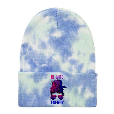 Womens Bisexual Messy Bun LGBTQ Cool Subtle Bi Pride Flag Colors Tie Dye 12in Knit Beanie