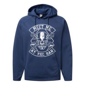 Weightlifting Bodybuilding Meet Me At The Bar Powerlifting Gift Performance Fleece Hoodie