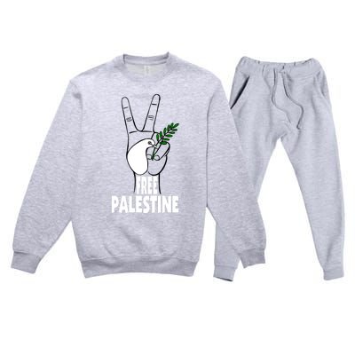 West Bank Middle East Peace Dove Olive Branch Free Palestine Premium Crewneck Sweatsuit Set