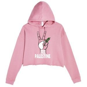 West Bank Middle East Peace Dove Olive Branch Free Palestine Crop Fleece Hoodie