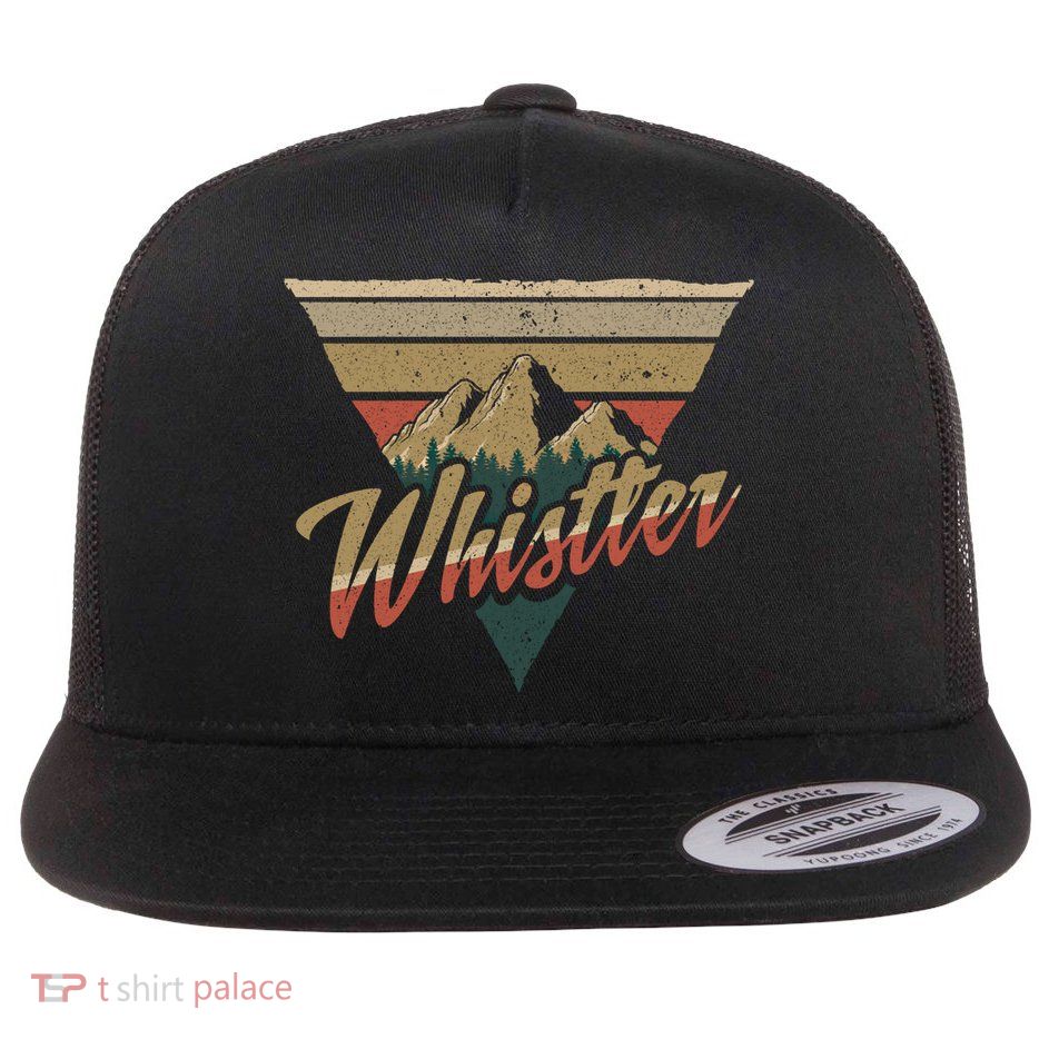 Whistler Blackcomb Mountain Illustration Vacation Souvenir Gift Flatbill Hat