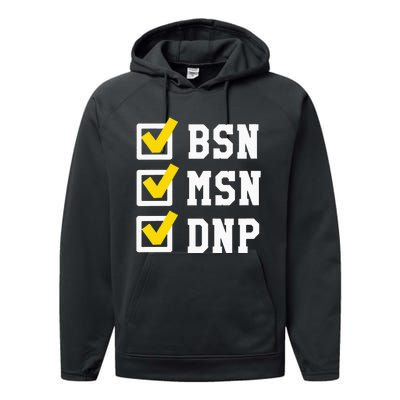 Womens BSN MSN DNP Doctorate Degree Checklist Funny Graduation Gift Performance Fleece Hoodie