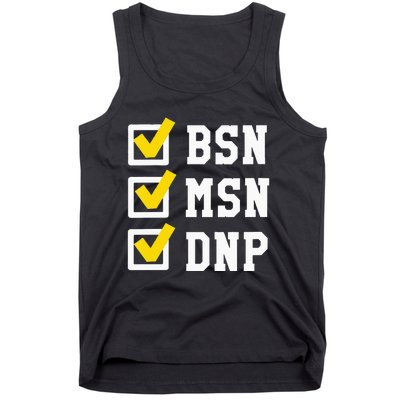 Womens BSN MSN DNP Doctorate Degree Checklist Funny Graduation Gift Tank Top