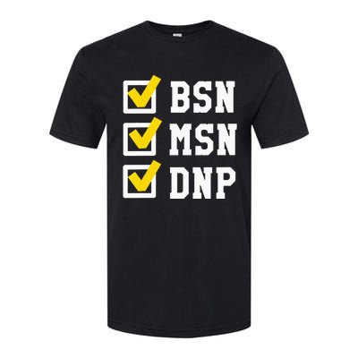 Womens BSN MSN DNP Doctorate Degree Checklist Funny Graduation Gift Softstyle CVC T-Shirt