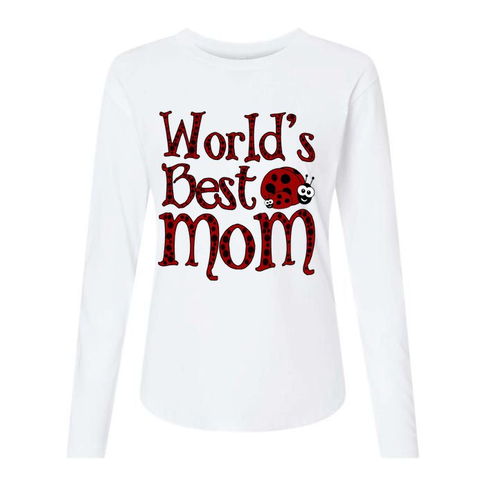 Worlds Best Mom Ladybugs Womens Cotton Relaxed Long Sleeve T-Shirt