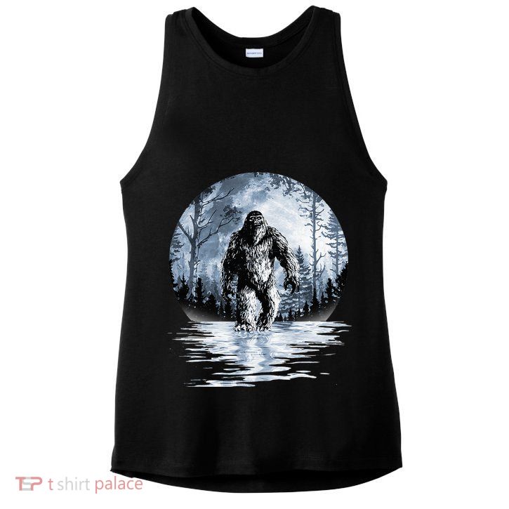 Women Bigfoot Moon Lunar Sasquatch Ladies PosiCharge Tri-Blend Wicking Tank