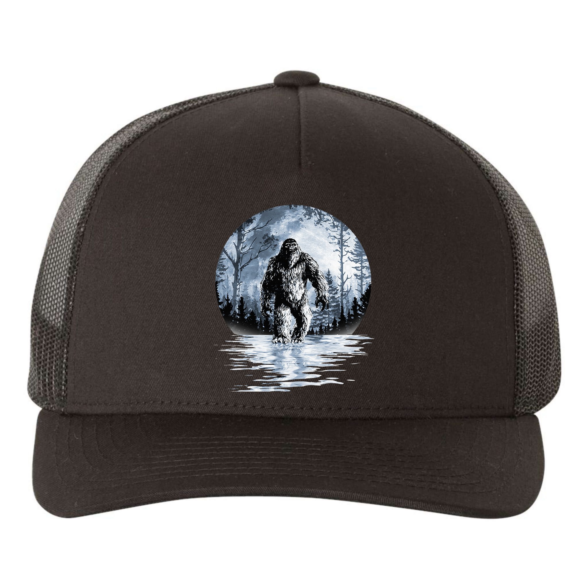 Women Bigfoot Moon Lunar Sasquatch Yupoong Adult 5-Panel Trucker Hat