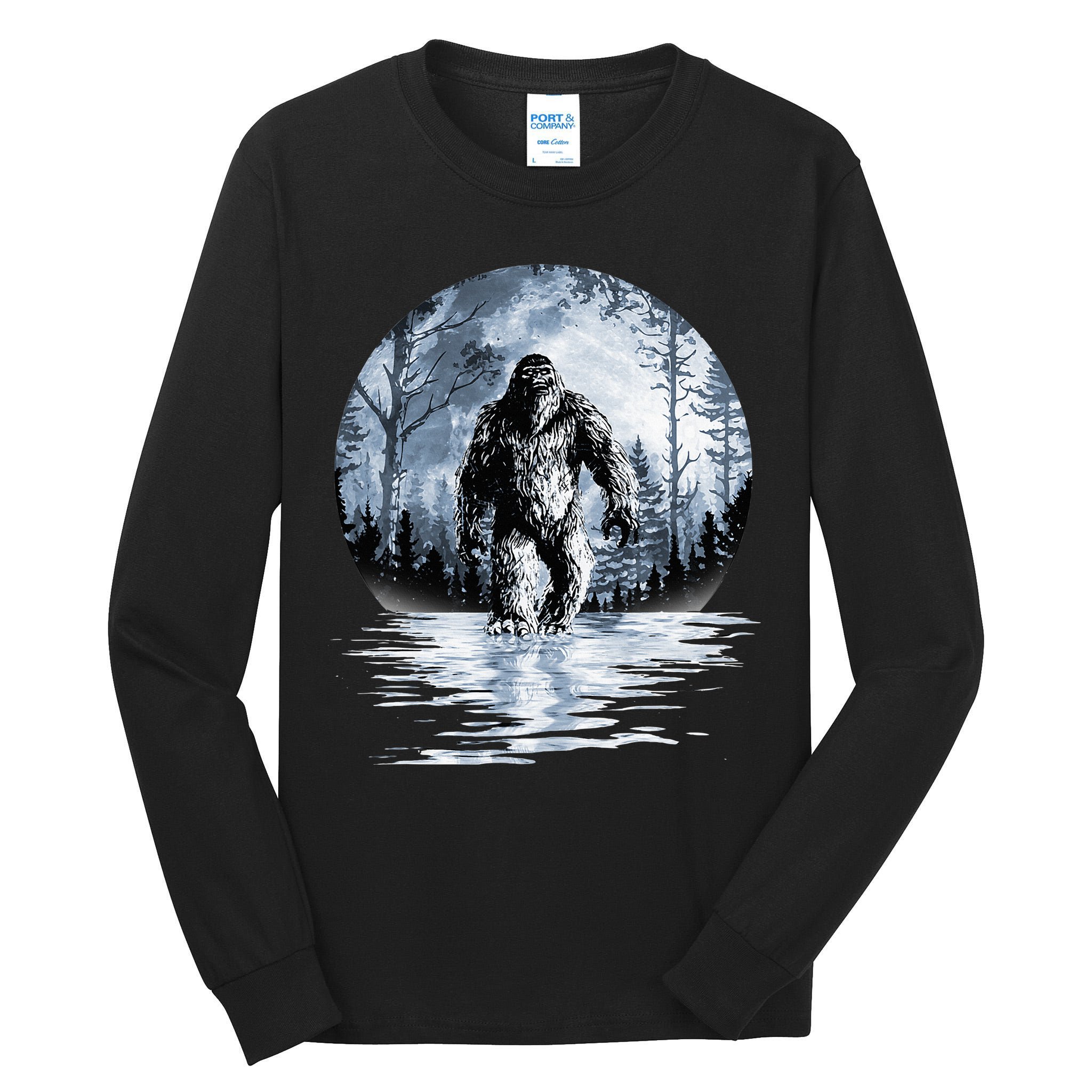 Women Bigfoot Moon Lunar Sasquatch Tall Long Sleeve T-Shirt